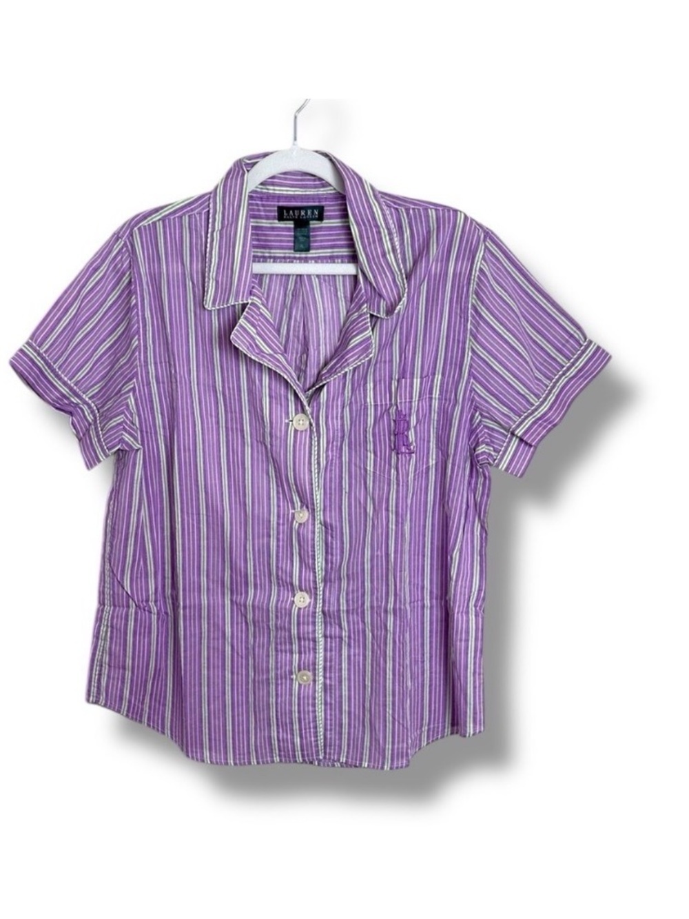 Lauren Ralph Lauren Lavender Stripe Cotton Pajama Set Size XL—CUTE!!